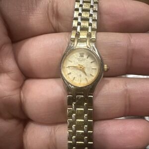Works Citizen Quartz Women's Watch WR Gold-Tone Ladies New Battery 17mm Fit 7